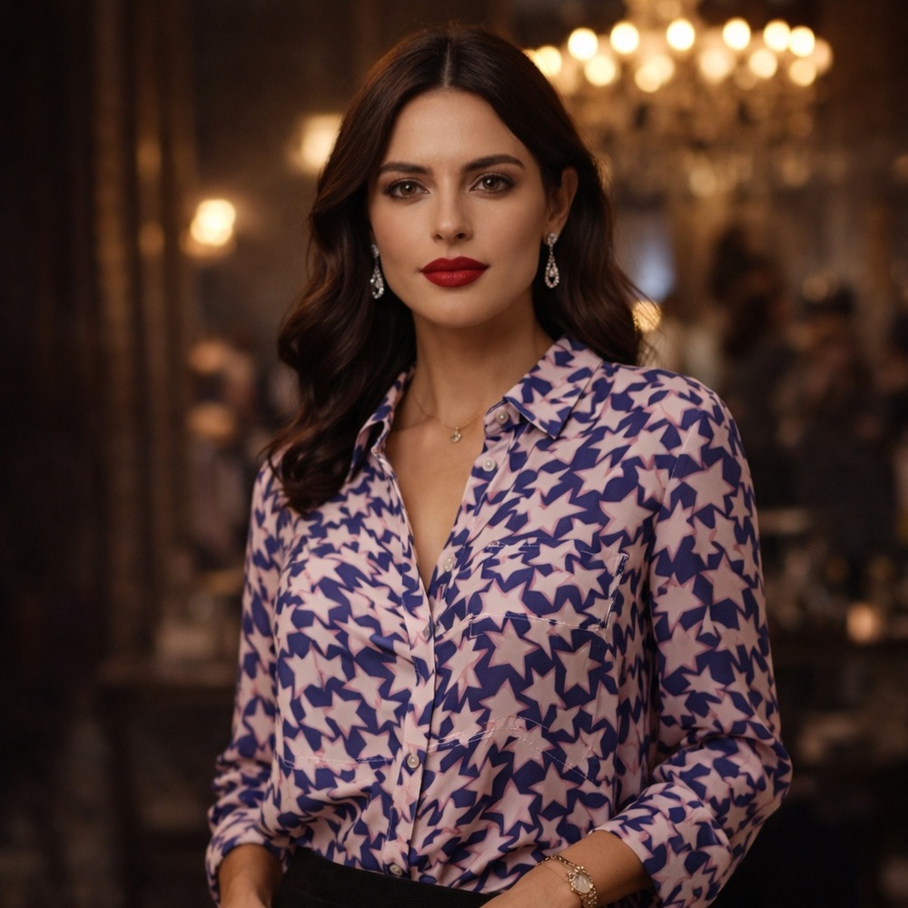Rails “Josephine Pink Star” Button-Down Shirt – Size Medium – California Luxe